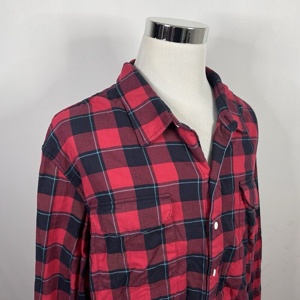 Bonobos 4XL Standard Fit Flannel Shirt Red Black Plaid 100% Cotton Casual